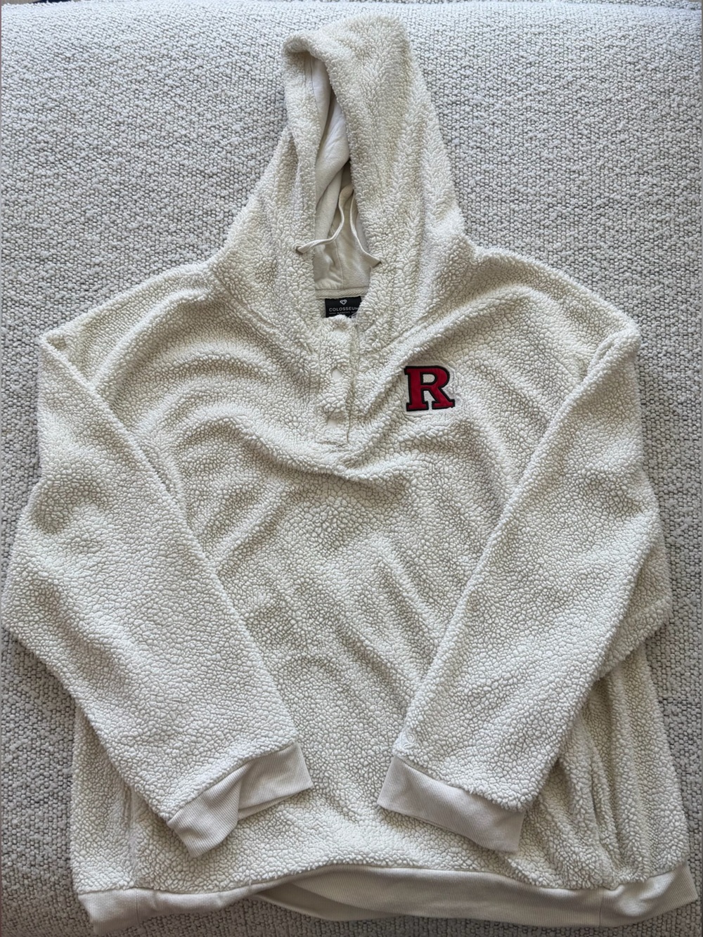 Colosseum Cream Sherpa Pullover RUTGERS